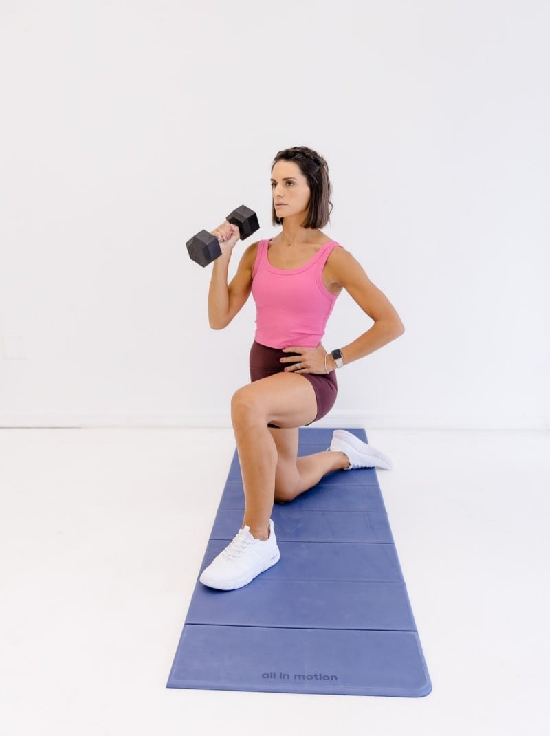 Tami doing dumbbell rows