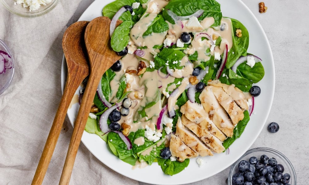 Blueberry Spinach Salad With Creamy Balsamic Dressing