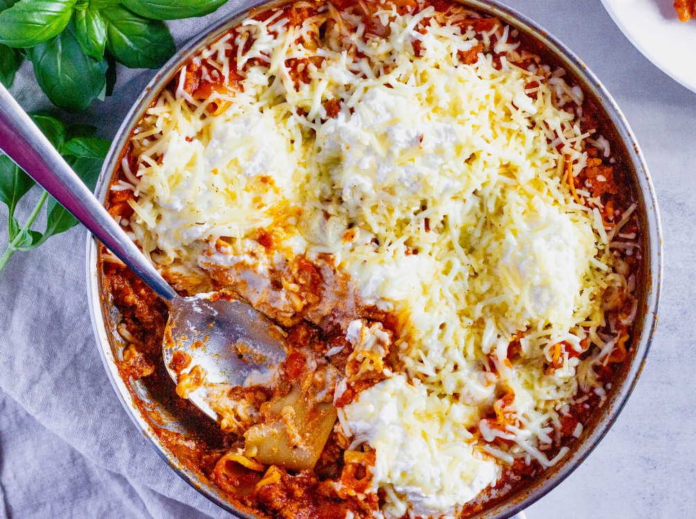 macro friendly, easy one pot lasagna recipe