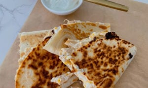 High Protein Buffalo Chicken Quesadilla With Cottage Cheese