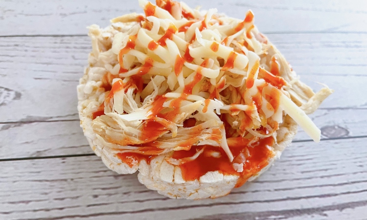 cheese, chicken and buffalo sauce