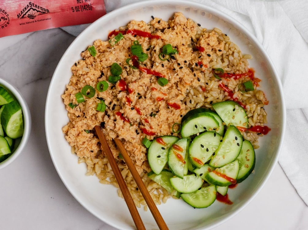 Macro Friendly Spicy Salmon Bowls (Easy Meal For 2!) Fit Healthy Macros