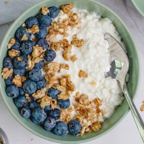 bowl of cottage cheese breakfast bowl