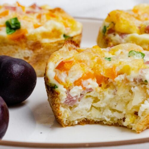 plate of breakfast hash brown egg muffins