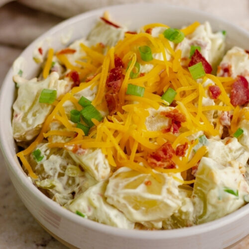 bowl of loaded baked potato salad