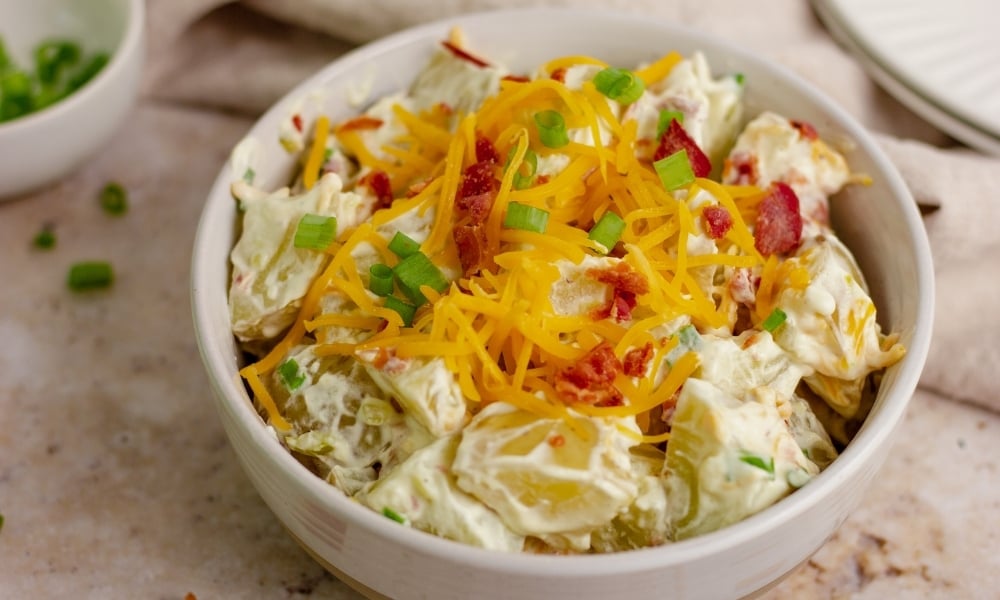 bowl of loaded baked potato salad