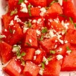 pass around plate of watermelon feta salad