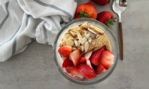 Macro Friendly Strawberry Cheesecake Bowl