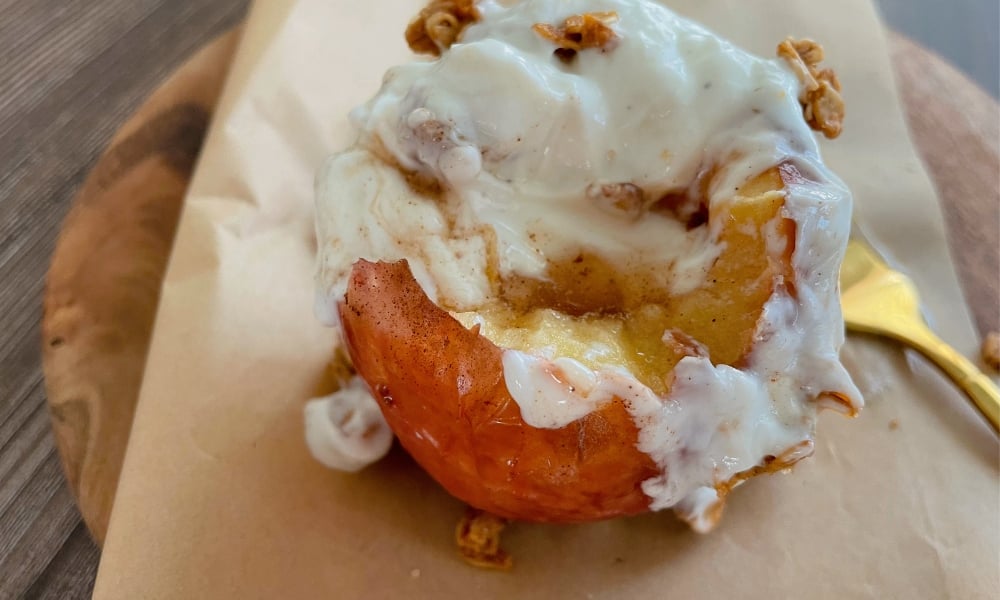 Apple baked in the air fryer with greek yogurt and granola