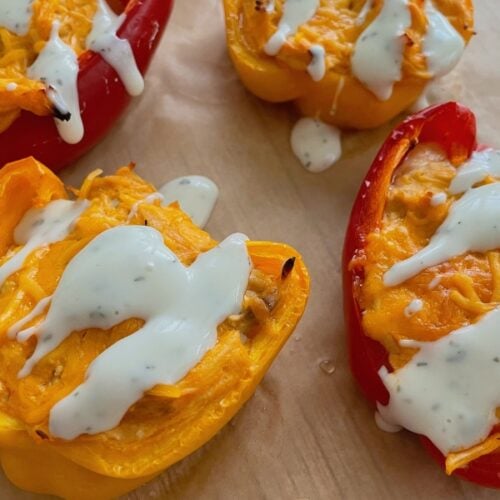 High Protein stuffed peppers with Buffalo Chicken