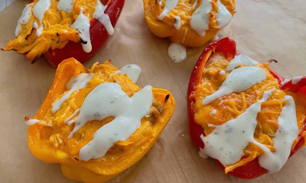 High Protein stuffed peppers with Buffalo Chicken