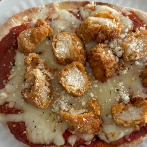 healthy Chicken Parm Pita Pizza with high protein
