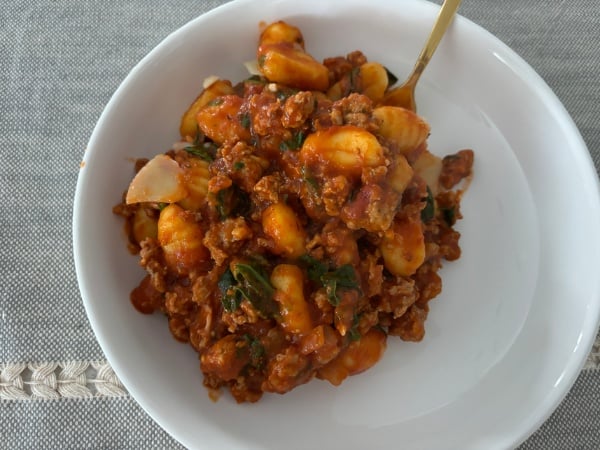 yummy plate of Gnocchi Ground Turkey