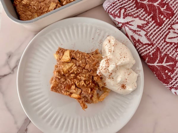 final dish of Apple Cinnamon Oatmeal Bake final dish looks delicious