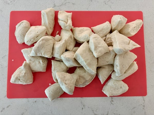 prepping the dumplings