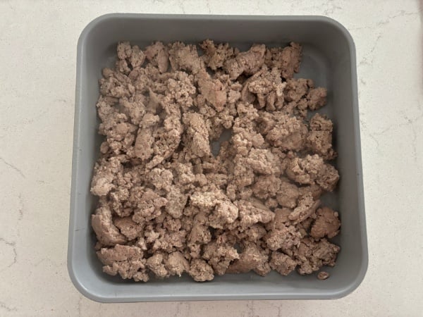 adding the cooked ground turkey
