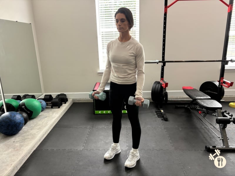 Dumbbell Bicep Curls down position Dumbbell Bicep Curls down position