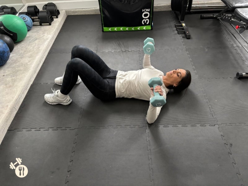 Dumbbell Chest Press starting position Dumbbell Chest Press starting position