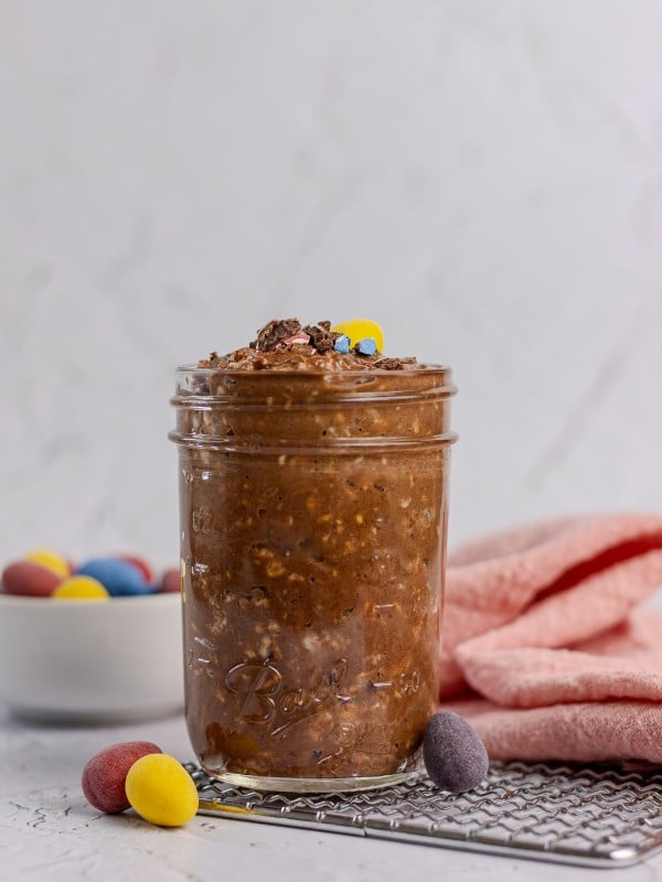 Protein Chocolate Overnight Oats with ingredients Protein Chocolate Overnight Oats with ingredients