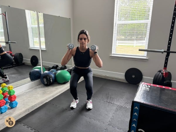 Dumbbell Squat Clean up position Dumbbell Squat Clean up position